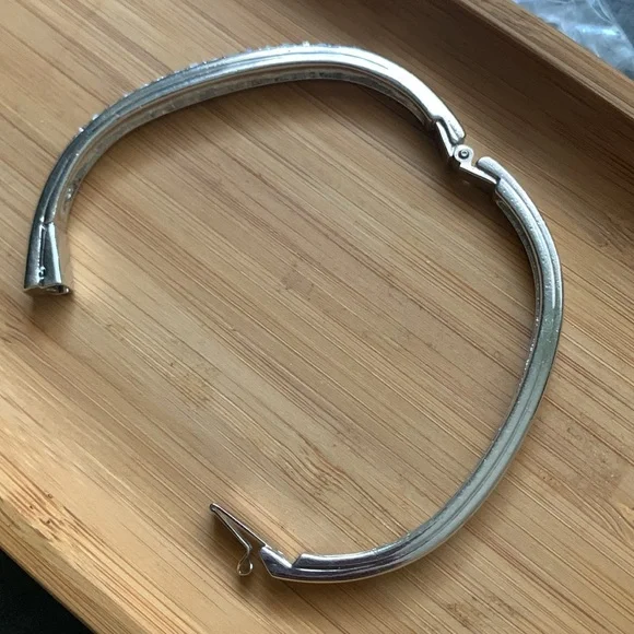 Swarovski Crystal Pave Silver Bangle Bracelet - Picture 9 of 9